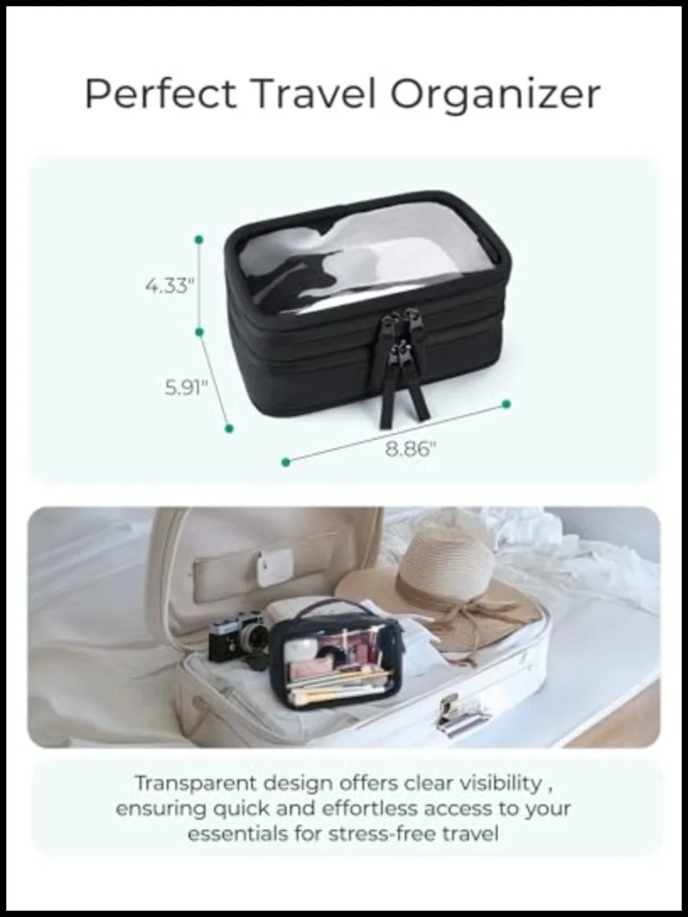TSA Approved Clear Toiletry Bag with Handle, Water-Resistant PVC Makeup Bag